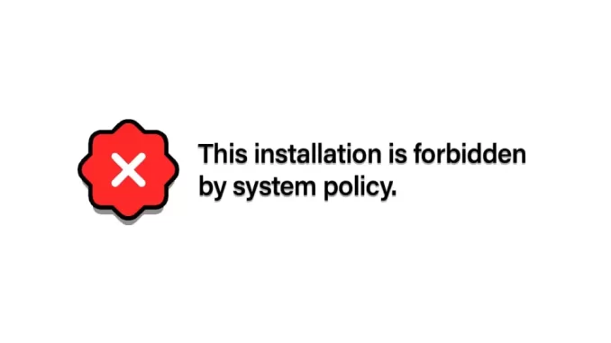 questa installazione è vietata dalla politica del sistema operativo