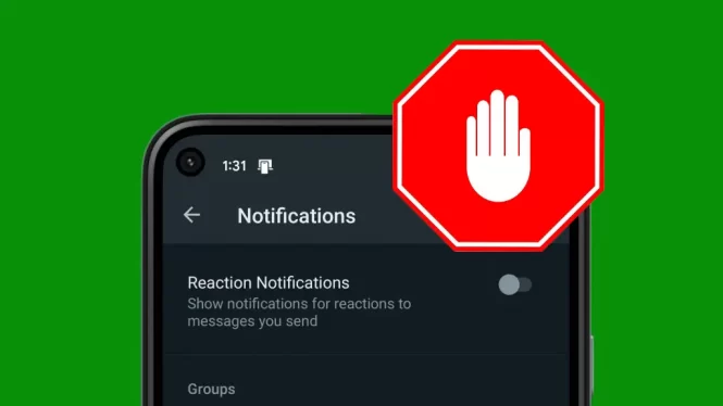 отключить уведомления о реакциях в WhatsApp