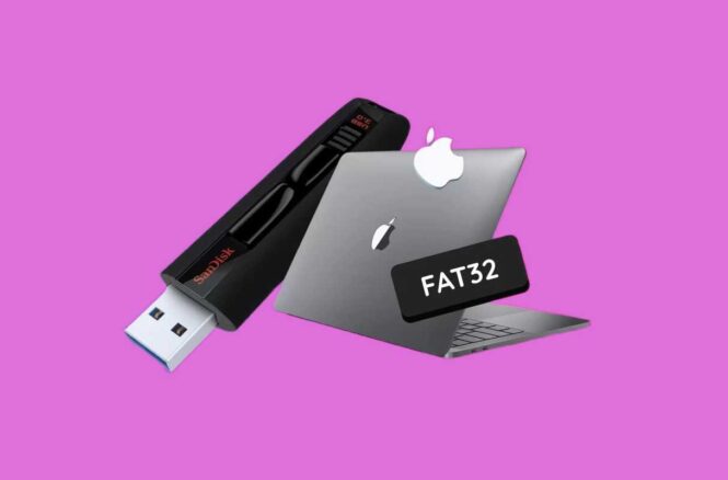 отформатируйте USB-накопитель в FAT32 на MAC