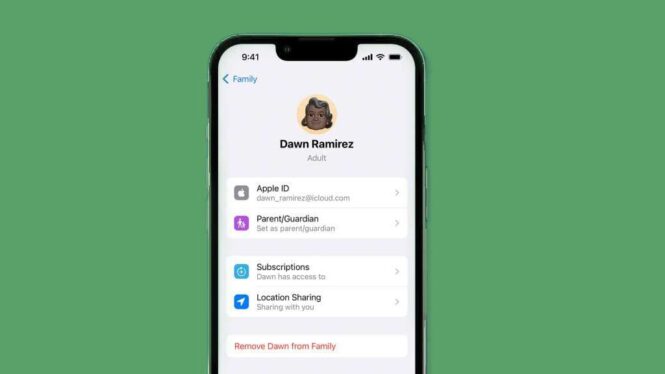 Отключите семейный доступ Apple